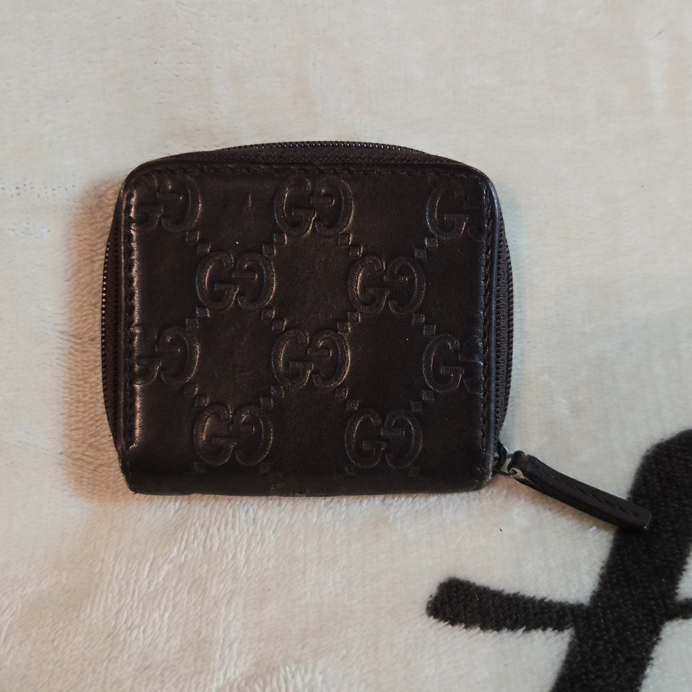 💯 Authentic Gucci Guccissima Leather Extra Small Zippy Coin Purse (Dark Brown)